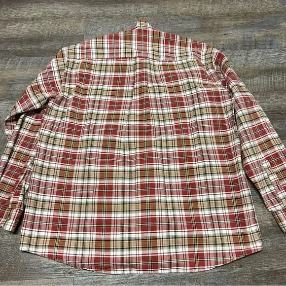 Cinch Shirt Men's Large Red Tan Plaid Long Sleeve Rodeo Western button up Miller - Picture 8 of 8